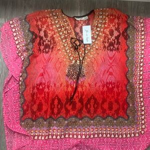 Joy & Iman Vibrant Red and Pink Tunic